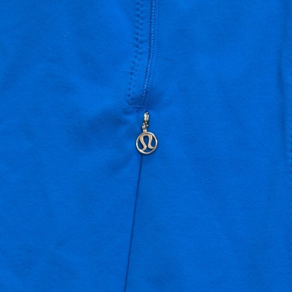Lululemon Blue Full Zip Yoga Jacket Striped Sleeves | Fitted Athletic Layer - Picture 5 of 16
